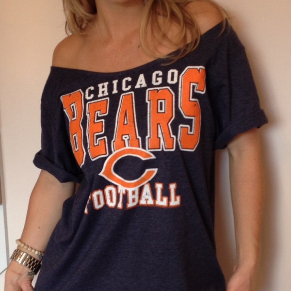 Women's Blue Chicago Bears Off The Shoulder Tee Top Shirt   L / XL