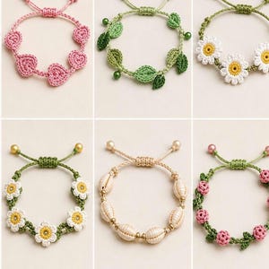 10 Crochet Bracelet Patterns Bundle, Dainty Floral Beaded Jewelry (Digital Crochet Pattern)