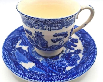 Vintage Collectible Blue Willow Inspired Japan Tea Cup & Saucer