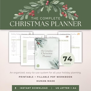 Complete Christmas Planner Printable & Fillable PDF | 74-Page Holiday Organizer