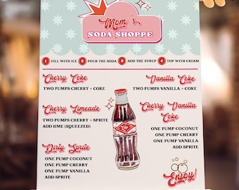 Editable Soda Bar Sign Template • Retro Diner Menu (Digital Download) RDBS1