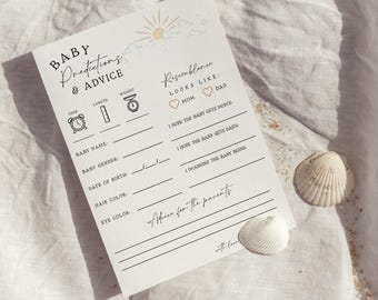 Surfboard Baby Shower Predictions and Advice Card | Beach Theme (Instant Download) BOB01