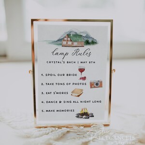 Camp Bachelorette Camp Rules Template | Camp Bachelorette Activity | Weekend In The Woods | Cabin Bachelorette Party, Mountain Bachelorette