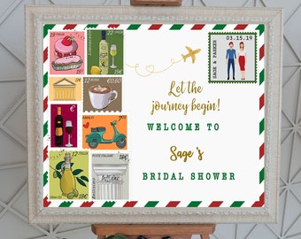 Italy Rome Travel Welcome Sign | Travel Bridal Shower Welcome Sign | • INSTANT DOWNLOAD • Printable, Editable Template