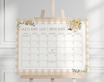 Grown with Love Baby Due Date Calendar • Baby Shower Game • Guess Baby's Birthday • Editable Baby Prediction, TEMPLETT, Due Date Game