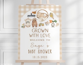 Grown with Love Baby Shower Welcome Sign  • Farmer's Market Baby Shower Sign • Farmer's Market Gender Neutral Baby Shower