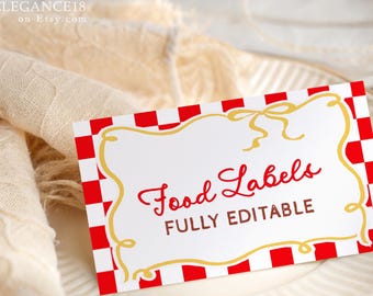 Checkered Buffet Card Template  • Weenie Bit Older, Any Age (INSTANT DOWNLOAD) WBO01