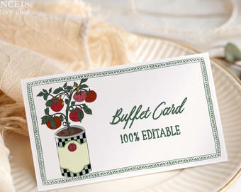 Tomato Baby Shower Buffet Card Template:  (Digital Download) TBS1