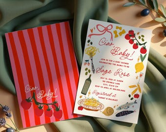 Ciao Baby Shower Invitation Template • Italian Market Theme (Editable, Printable Template)