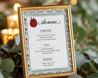 Tomato Menu Card Template:  (Digital Download) TBS1