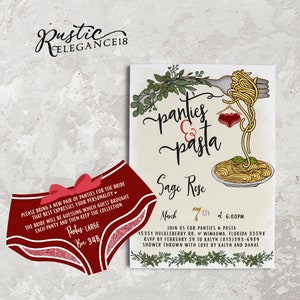 Panties & Pasta // Pasta Bachelorette Shower Invite // Pasta Party Bachelorette // Bachelorette Party Invite