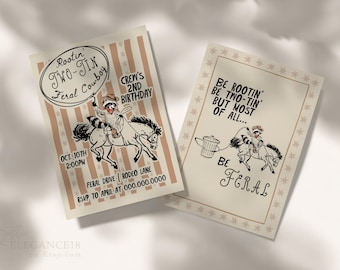 Rootin' Two-Tin Cowboy 2nd Birthday Invitation • Editable Rodeo Theme (Digital Download) RT02