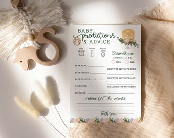 Pancakes and Pampers Advice Card Baby Shower Bingo | Baby Brunch Baby Shower Advice Template | Modern Boho Instant Download