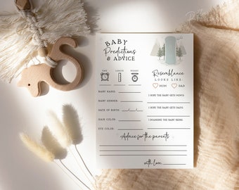 Baby on Board Advice Card Baby Shower • Snowboard Baby Shower Prediction Game card • CoEd Baby • Winter Snowboarding Shower