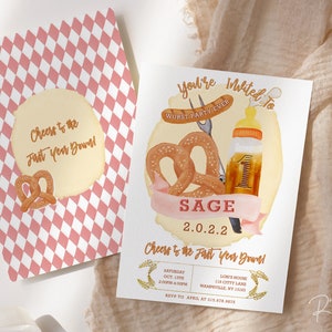 Oktoberfest Birthday Pink Invite Template  • Wurst Party Ever Invite • INSTANT DOWNLOAD • Printable, Editable Template