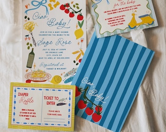 Ciao Baby Boy Shower Invitation Template • Italian Market Theme (Editable, Printable Template) • CBB02
