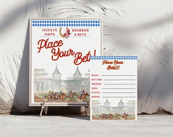 Kentucky Derby Betting Game, Place Your Bets Sign & Cards, Derby Party Printable, Horse Race Wager Game, Run for the Roses, Instant Download