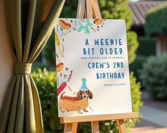 A Weenie Bit Older Birthday Invite • Any Age Hot Dog Birthday Decor, A Weenie Bit Older Party • INSTANT DOWNLOAD • Editable Template DWBO01