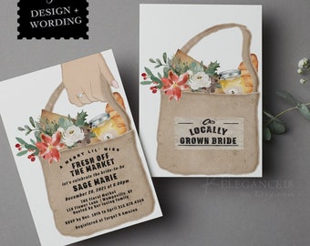Farmer's Market Bridal Shower Invite Template  • Locally Grown • Merry Lil' Miss • Printable, Editable Template  • Fresh Off The Market