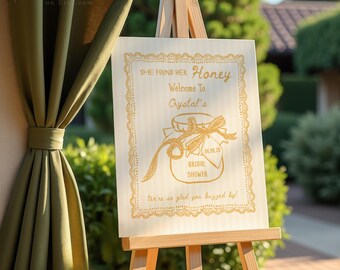 Honey Bridal Shower Welcome Sign Template • She found her honey Whimsical Design (Editable) SFHH24
