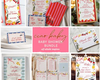 Ciao Baby Shower Bundle  • Italian Market Theme (Editable, Printable Template) • CB01