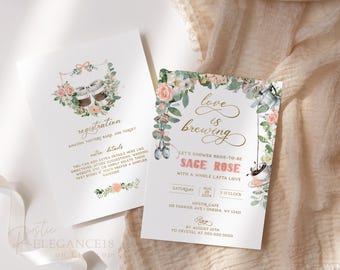 Coffee Bridal Shower Bundle • Love Is Brewing Bridal Shower Invite • Printable, Editable Template • Coffee Shower-Bridal Wedding