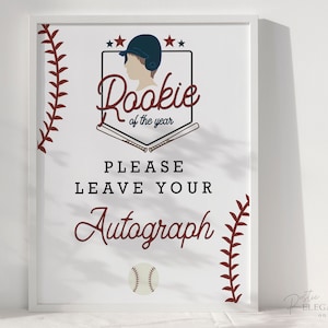 Baseball Leave Autograph Sign Template • Rookie of the Year Party • Little Slugger Birthday Sign • First Birthday Sign