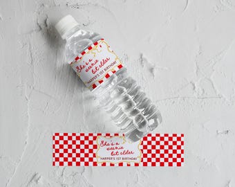 Checkered Buffet Water Bottle Labels Template  • Weenie Bit Older, Any Age Editable Template (INSTANT DOWNLOAD) WBO01