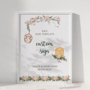 Pancakes and Pampers Editable Custom Sign Template, Brunch Baby Shower Pancake Sign, Floral Boho Baby Shower Decor, Printable Digital