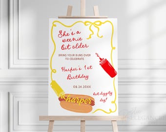 A Weenie Bit Older Sign • Any Age Hot Dog Birthday Decor, A Weenie Bit Older Birthday • INSTANT DOWNLOAD • Editable Template SWBO01