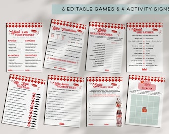 Retro Diner Baby Shower Game Bundle • She's Ready to Pop (Digital Download) RDBS1