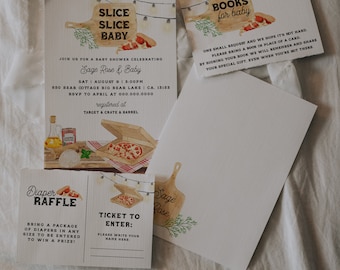 Slice Slice Baby Bundle • Pizza Party Baby Shower • Pizza Baby Shower Invitation • CoEd Baby • Editable Pizza Baby Shower Invite