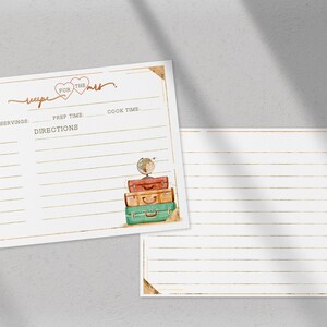 Vintage Bridal Shower Recipe Card 4x6 inches / Traveling From Miss To Mrs Bridal Shower  • Printable, Editable Template
