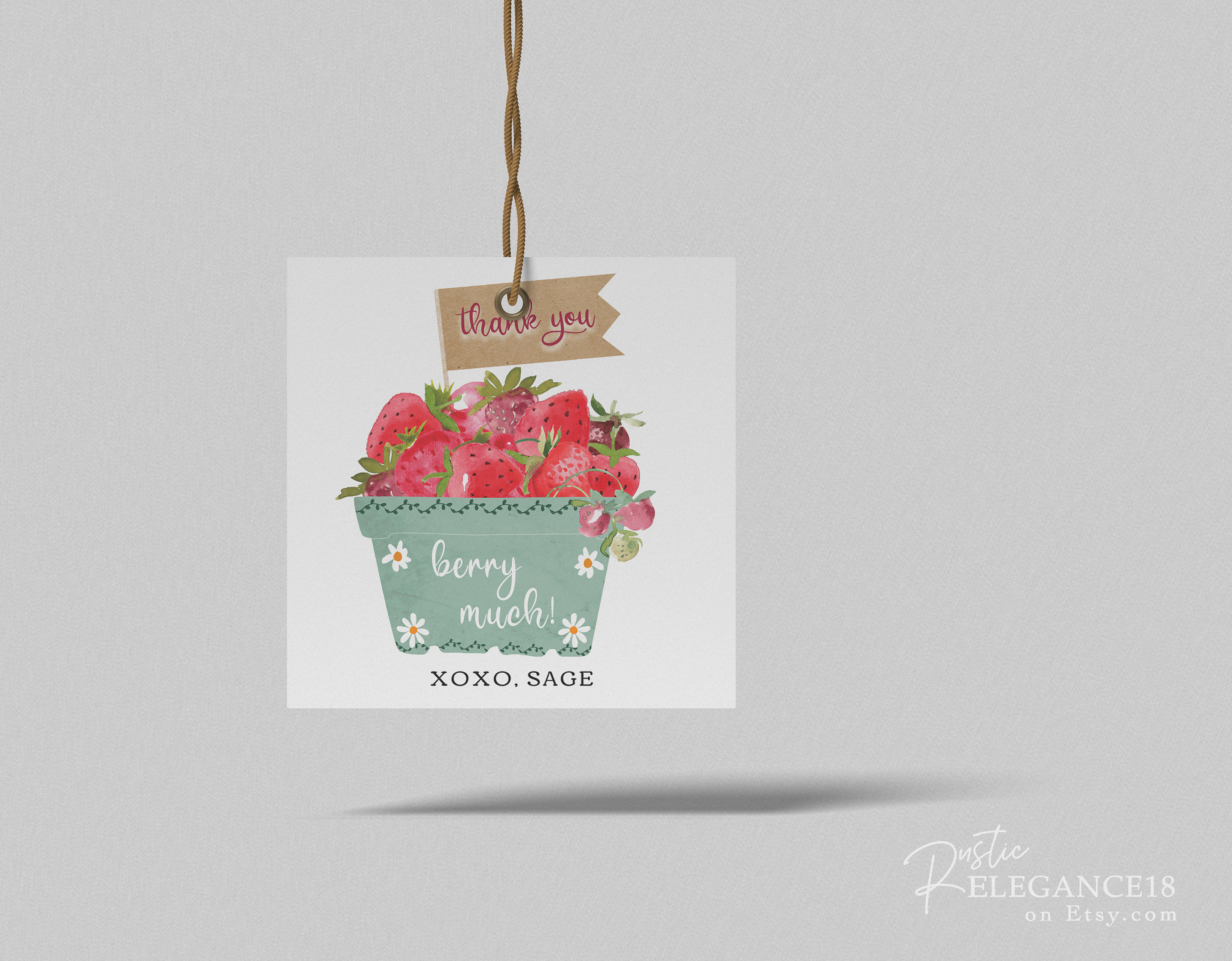 Berry 1st Birthday Favor Tag Thank You Tag Template Favors - Etsy