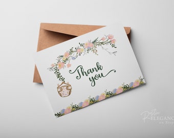 Pancakes & Pampers Thank You Card Template •  A2 Folded Thank You Card • Brunch Pancakes Theme Party • Brunch Baby Shower Party