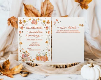 Fall Girls Night Invitation • Pumpkins & Painting (DIY Template)