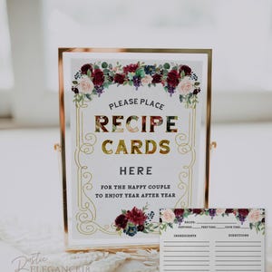 That's Amore vrijgezellenfeest Receptkaarten en bord, recept voor de bruid, receptencollectie, bordeaux decor, display • Sjabloon receptverzoek