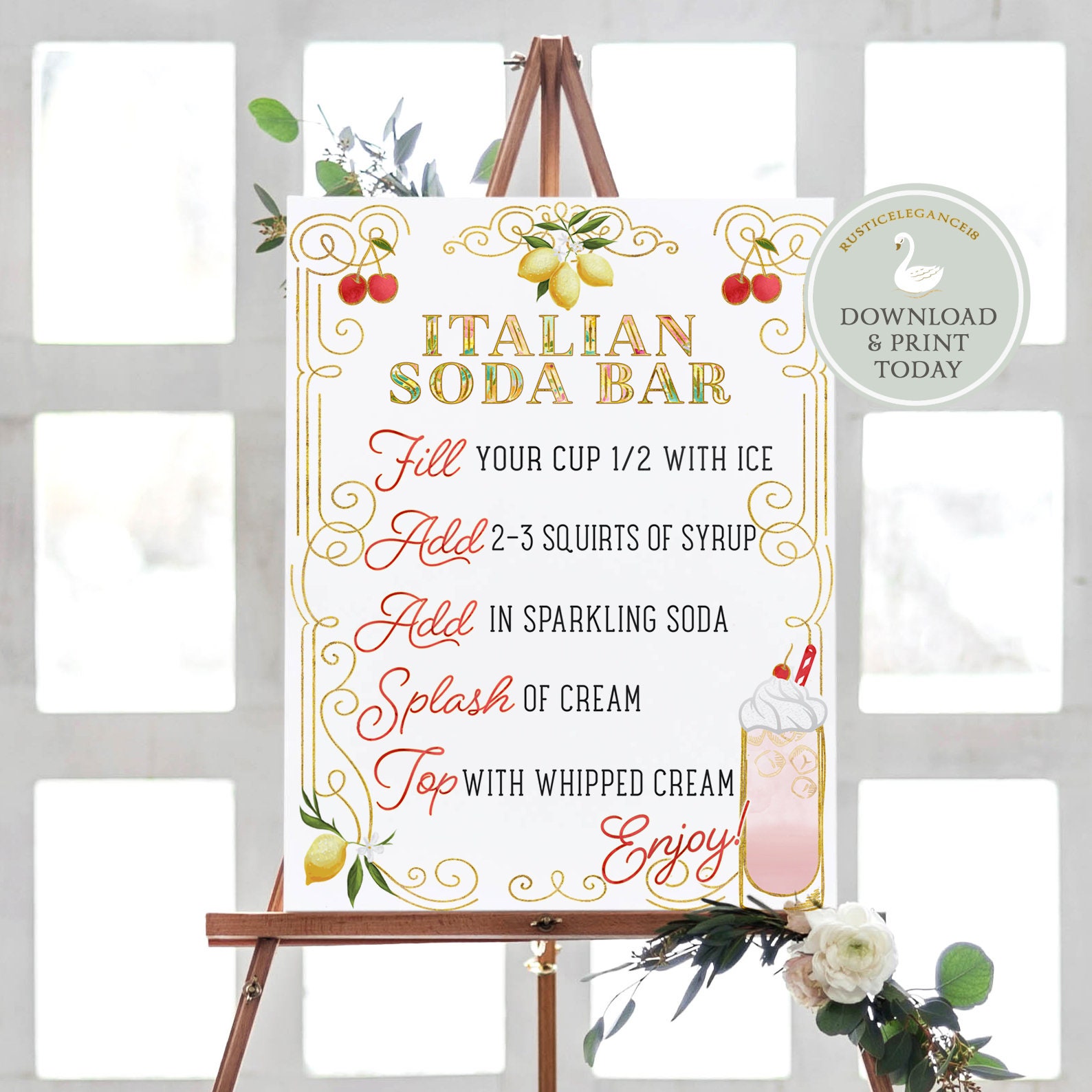 Italian Soda Bar Print // Soda Print // Italy Poster // Italy | Etsy