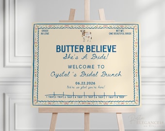 Butter Bridal Shower Welcome Sign Template - Butter Together Couples Wedding Shower • Floral Vintage Design (Editable) BBS01