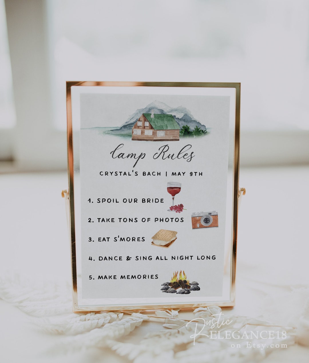 Weekender Rule Camp Bachelorette Rules Sign Template | Weekend in the Woods (digital ...