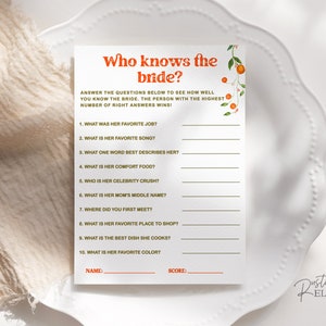 Ella encontró su apretón principal Quién conoce la tarjeta de juego Bride Citrus • Citrus Bridal Shower • Descarga instantánea • Archivo imprimible y editable