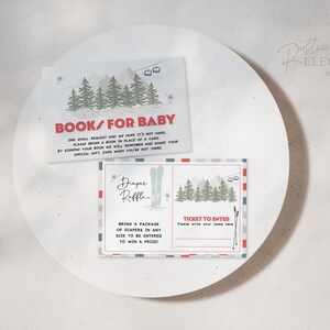 Tis the Ski-Son Baby on Board Silhouette Bücher für Baby und Windel Raffle Karten an Bord von Bundle Baby Shower • Baby Shower Einladung