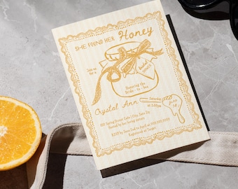 Honey Bridal Shower Invitation Template • She found her honey Whimsical Design (Editable) SFHH24