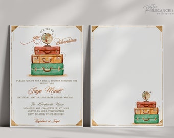 Vintage Travel Bridal Shower Invitation | Adventure Theme (Digital Download)