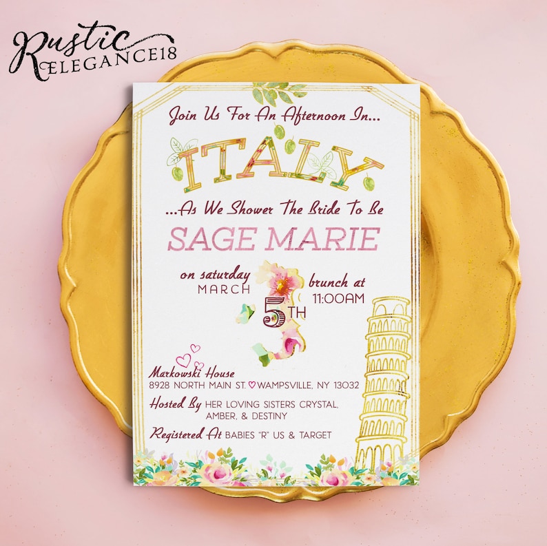 Italy Bridal Shower Invite // Italian Shower Invite // Italy Etsy
