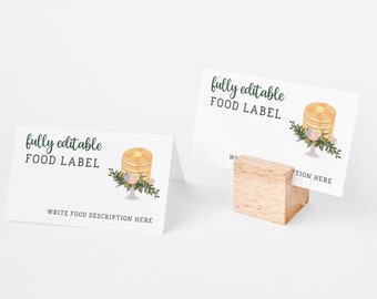 Modello stampabile e modificabile Pancakes & Pampers Biglietto da buffet • Invito per baby brunch • DOWNLOAD IMMEDIATO • Biglietto da tavolo per il cibo