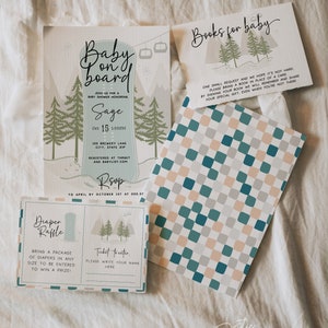 Snowboard Baby Shower Invitation Bundle • Winter CoEd (DIY Template)