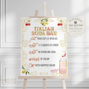 Italian Soda Bar Print • Soda Print • Italy Poster • Italy Print • Editable, Printable Instant Download