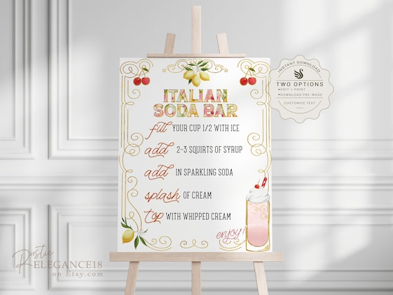 Italian Soda Bar Sign • Printable Recipe Template (Digital Download)