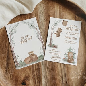 We Can Bearly Wait Invite • We Can Bearly Wait Baby Shower • Teddy Bear Baby Shower Invitation • Balloon Baby Shower • Printable, Editable